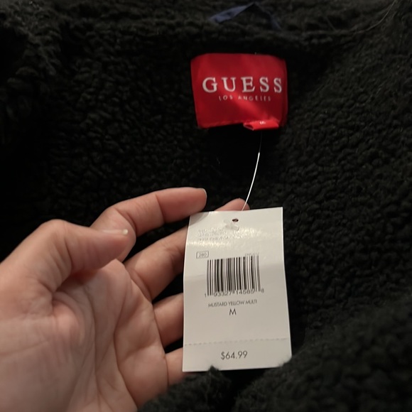 GUESS MUSTARD YELLOW BLUE PUFFER BOMBER SHORT JACKET - Picture 5 of 6